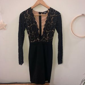 Lulus Swoon-er or Later long sleeve lace dress